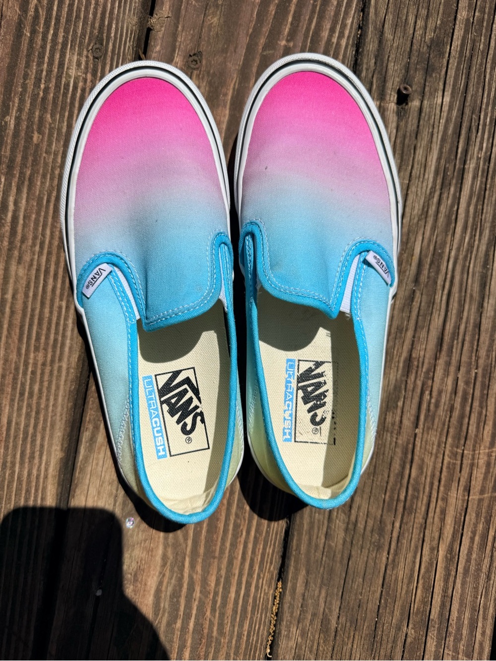 Vans Ombre Pink-to-Blue Slip-On Canvas Shoes